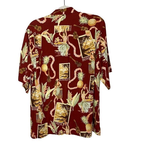 Reyn Spooner Mens Shirt Red Size Small Vintage Honolulu Hula Pineapple Print - Picture 2 of 9
